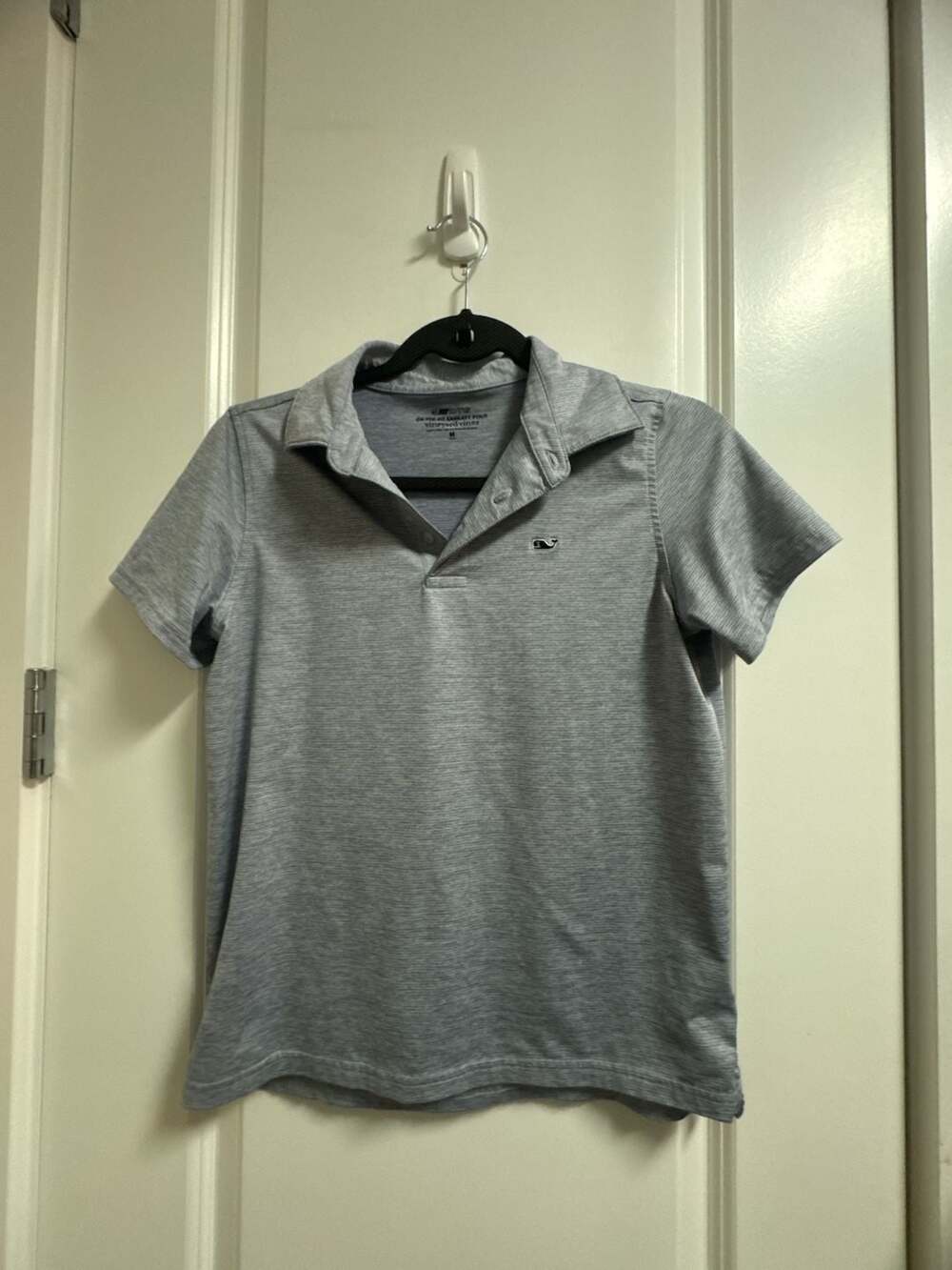 Vineyard Vines On-the-Go Sankaty Polo Shirt, kids Medium, Gray Stripe